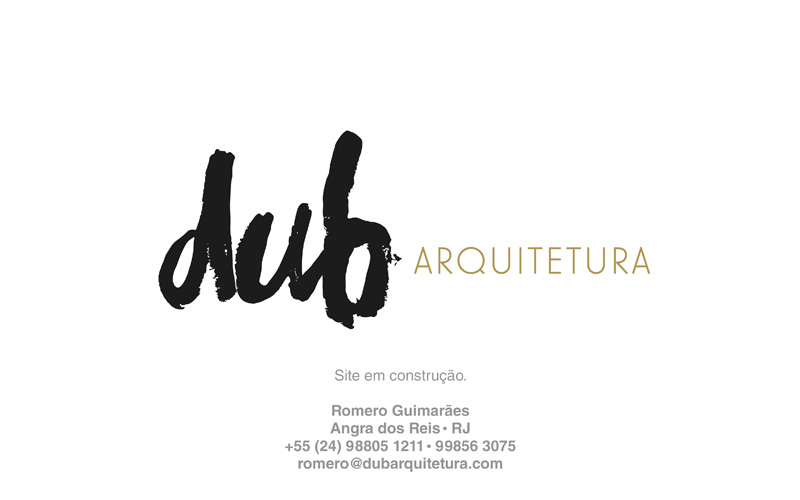 Página de Espera com email e telefone de contato para o Site da Empresa de Arquitetura Dub.